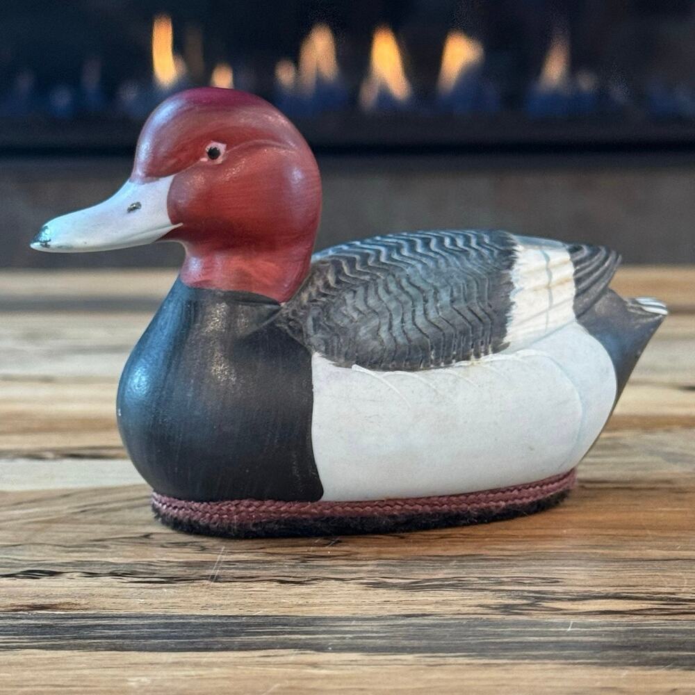 Vintage Jasco Redhead Drake Duck Decoy Figurine Lint Brush Hand Painted Taiwan